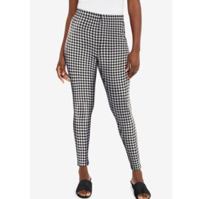 Ivory Houndstooth Cotton Stretch Plus Size Women Legging PSW-5403