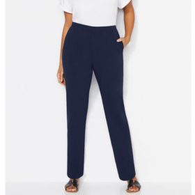 Navy Blue Stretch Cotton Plus Size Women Pants PSW-5583
