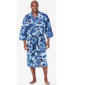 Navy Marble Big & Tall Size Cotton Jersey Robe PSM-5572