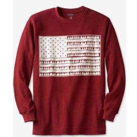 Rich Burgundy Waffle Knit Thermal Flag Crewneck T-Shirt PSM-5564