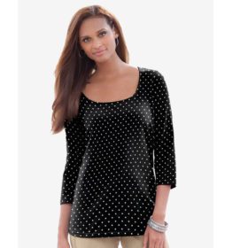 Ivory Dot Plus Size Women Scoop Neck T-Shirt PSW-5694