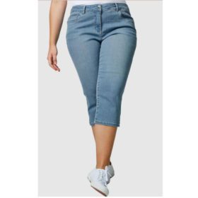 Light Blue Plus Size Women Capri Jeans PSW-5666
