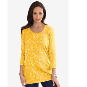 Yellow Floral Square Neck T-Shirt PSW-6516