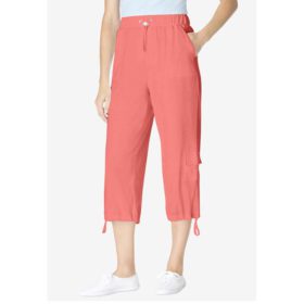 Coral Pull-ON Knit Cargo Capri PSW-5803
