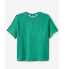 Green Fleece Big Size Short Sleeve Sweatshirt PSM-5906