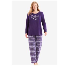 Rich Violet Fair Isle Long Sleeve Knit Pajama Set PSW-5971