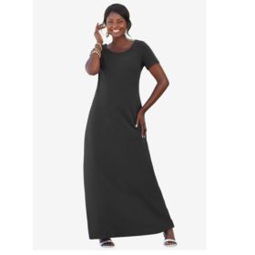 Black Plus Size Women T-Shirt Maxi Dress PSW-6080