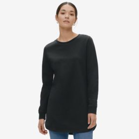 Black Sweatshirt Tunic with Shirttail Hem PSW-6052