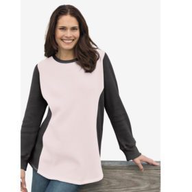 Pink Charcoal Colorblock Scoopneck Thermal Shirt PSW-6053