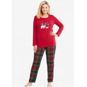 Red Checkered Long Sleeve Knit Pajama Set PSW-5969