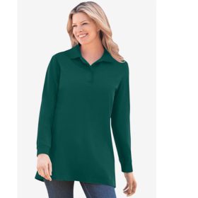 Emerald Green Long Sleeve Polo Shirt PSW-6113