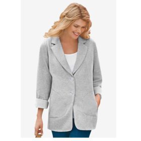 Heather Grey Plus Size Women Knit Blazer PSW-6095