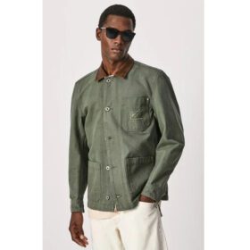 Olive Green Twill Cotton Big Size Jacket PSM-6174