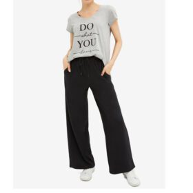 Black Wide Leg French Terry Sweatpant PSW-6266