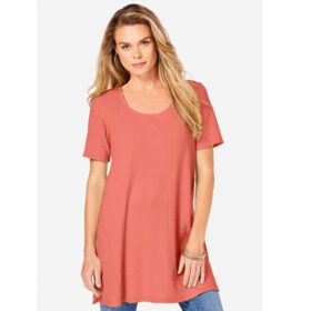 Sunset Coral Scoopneck Swing Thermal Tunic PSW-6294