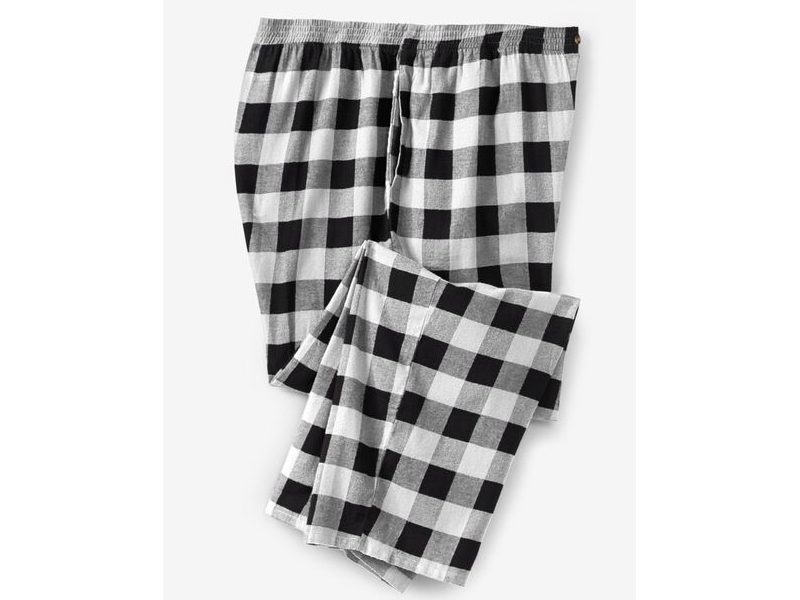 Black White Buffalo Flannel Plaid Pajama Pants PSM-6413