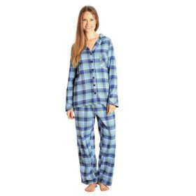 Blue Plaid Classic Flannel Pajama Set PSW-6523