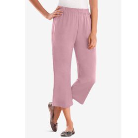 Dusty Pink Plus Size Women Knit Capri PSW-6554