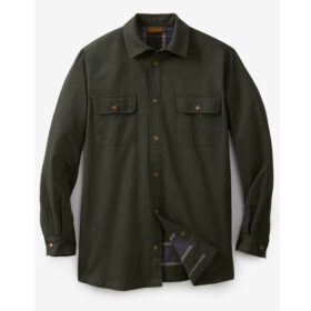 Forest Green Flannel-Lined Twill Shirt Jacket PSM-6577
