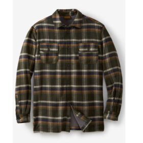 Forest Green Plaid Fleece-Lined Flannel Shirt Jacket PSM-6581