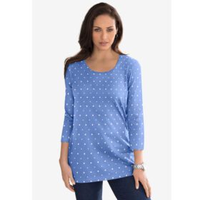 French Blue Dot Scope Neck T-Shirt PSW-6432