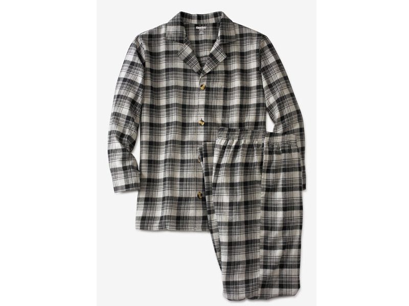 Heather Grey Plaid Flannel Pajama Set PSM-6406 | Plus Size Clothing in ...