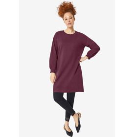 Midnight Berry Blouson Sleeve Sweatshirt Tunic Dress PSW-6513