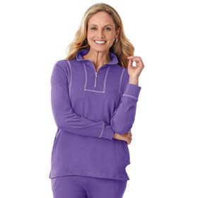 Purple French Terry Knit Sweatshirt PSW-6558