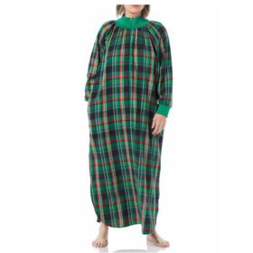 Random Color Plaid Plus Size Women Flannel Zip Gown PSW-6457