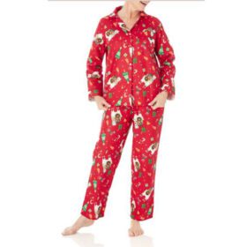 Red Button Front Classic Pajama Set PSW-6524