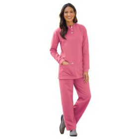 Rose Fleece Henley Pajama Set PSW-6530