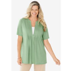 Sage Layer Look Elbow Sleeve T-Shirt PSW-6533