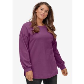 Violet Plum Blouson Sleeve Sweatshirt Tunic PSW-6482