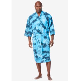 Electric Turquoise Marble Big & Tall Size Cotton Jersey Robe PSM-6616