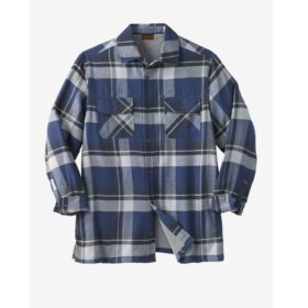 Navy Plaid Fleece-Lined Flannel Shirt Jacket PSM-6597