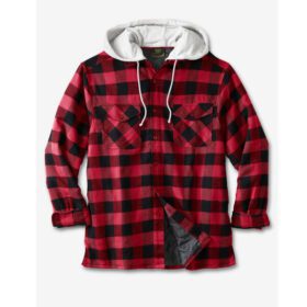 Red Buffalo Plaid Removeable Hood Shirt Jacket PSM-6629