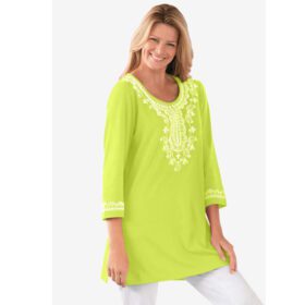 Lime Embroidered Knit Tunic PSW-6895B