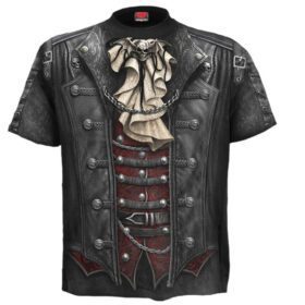 Black Goth Wrap Short Sleeve Crewneck T-Shirt PSM-7014