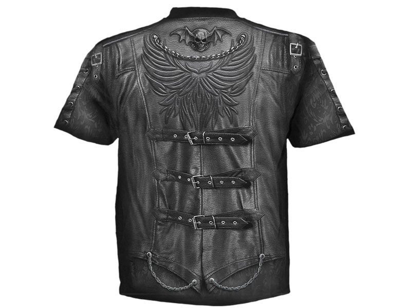Black Goth Wrap Short Sleeve Crewneck T-Shirt PSM-7014 | Plus Size ...