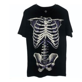 Black Skeleton Crewneck Graphic T-Shirt PSM-7027
