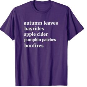 Purple Fall Word Autumn Leaves T-Shirt PSM-7021