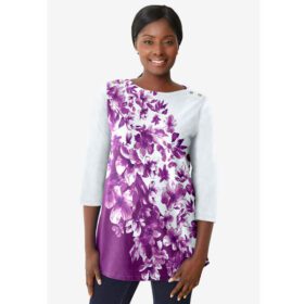 Purple Watercolor Floral Boatneck Tunic PSW-6915