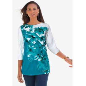 Waterfall Watercolor Floral Boatneck Tunic PSW-6914