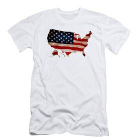 White Amercian Flag Textured Map T-Shirt PSM-7019