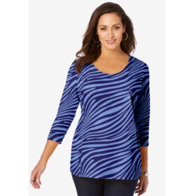 French Blue Printed Scoop Neck Tee PSW-7078