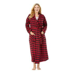 Red Buffalo Check Plaid Long Flannel Robe PSW-7056