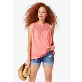 Sweet Coral Crochet Lace Tank PSW-7075