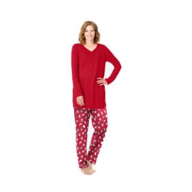 Classic Red Long Sleeve Graphic Tee PJ Set PSW-7133
