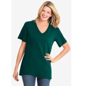 Emerald Green Perfect Short Sleeve V Neck Tee PSW-7184