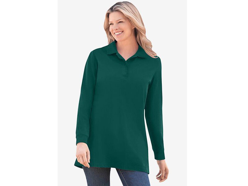 Emerald Green Short Sleeve Polo T-Shirt PSW-7247 | Plus Size Clothing ...